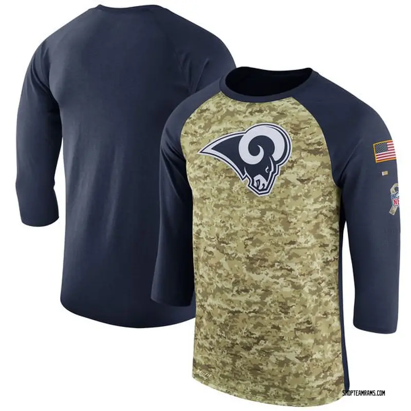 Nike Los Angeles Rams Legend Camo /Navy Salute to Service 2017 Sideline Performance Three-Quarter Sleeve T-Shirt - Men's