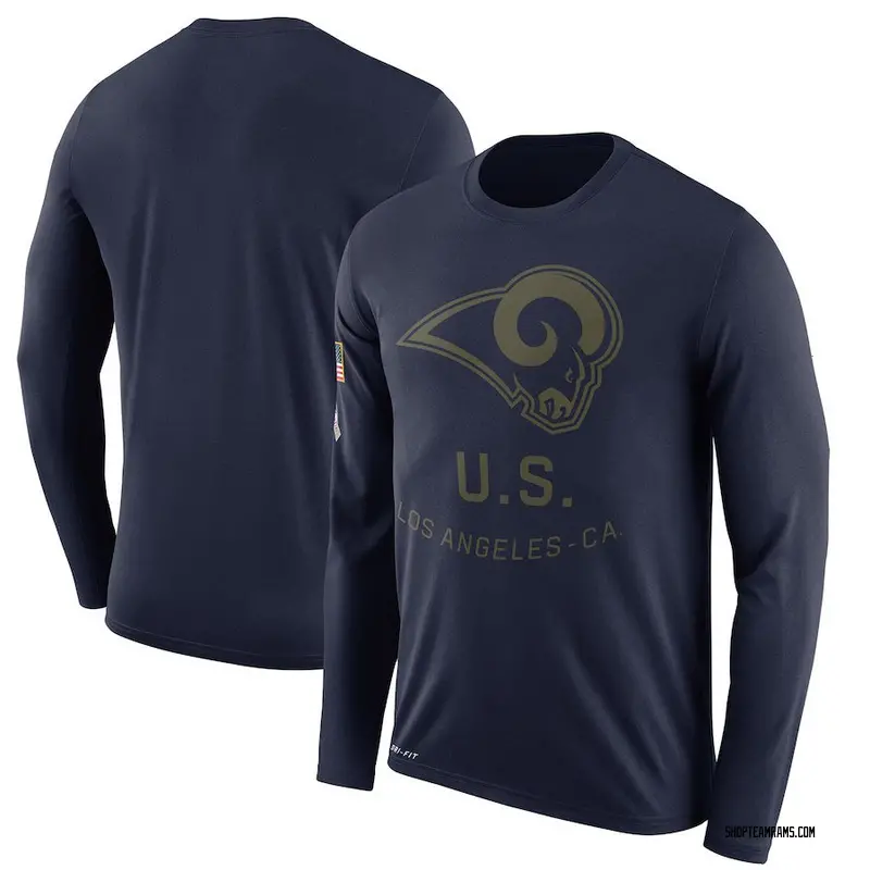 Nike Los Angeles Rams Legend Navy 2018 Salute to Service Sideline Performance Long Sleeve T-Shirt - Men's