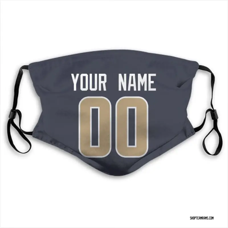 Custom Los Angeles Rams Navy Jersey Name & Number Face Mask